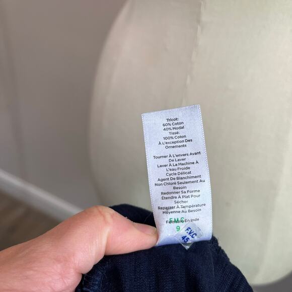 Talbots Navy Blue Eyelet Slub Knit Fit & Flare Elastic Waist Dress Plus Size 1X - Picture 6 of 10